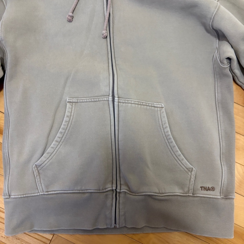 Aritzia TNA Cozy Fleece Sweatfleece Boyfriend Fit Zip Hoodie Tan Size XS - Picture 6 of 14